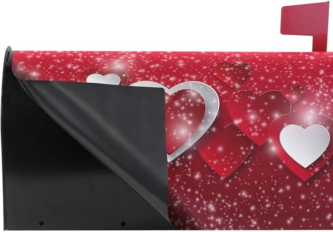 ALAZA Red Valentines Day Heart Magnetic Mailbox Cover MailWraps Garden Yard Home Decor for Outside Oversized-25.5" x20.8"