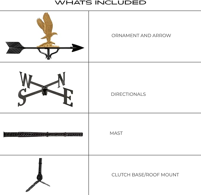 Montague Metal Products 32-Inch Weathervane with Gold Eagle Ornament