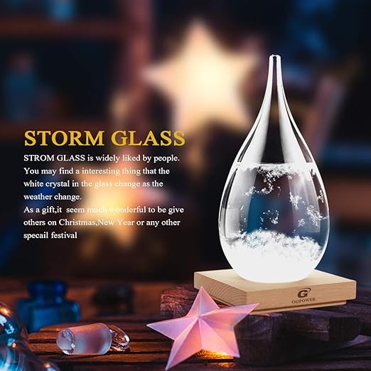 Storm Glass Weather Station, Weather Forecaster, Drop-Shaped Glass Barometer, Christmas Decorations Glasss Bottles for Home and Office,Scandinavian Style Decorative Weather Gifts
