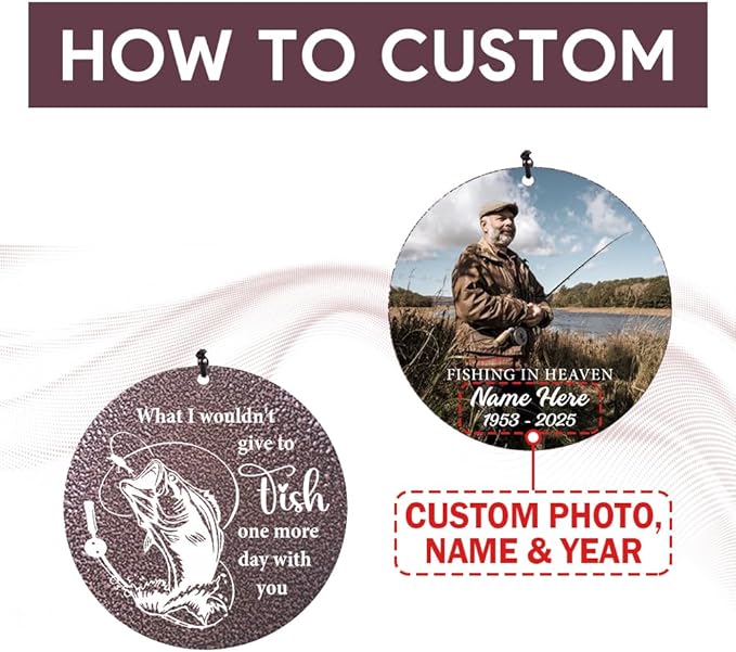 Personalized Wind Chimes, 36inch Sympathy Wind Chime, in Loving Memory for Loss of Loved Grandpa/Dad Loves Fishing in Heaven, Metal Large Memorial Condolences Gifts (Produced in USA)