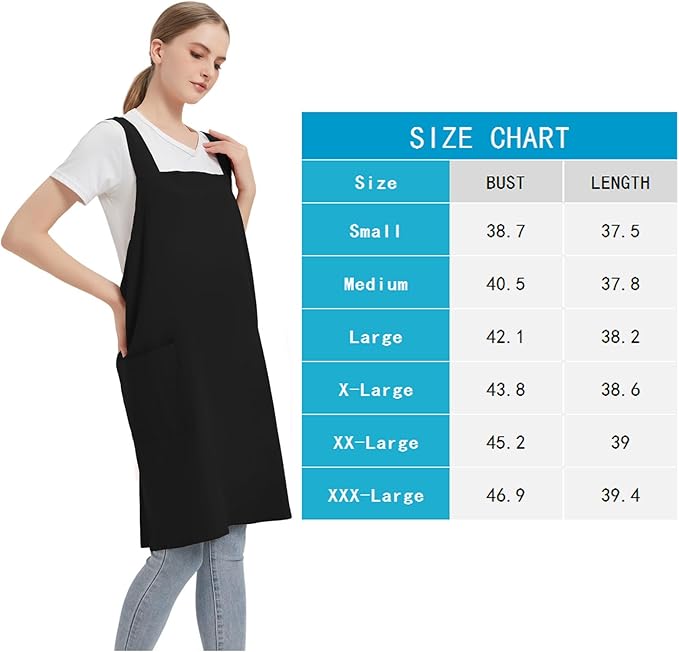 Cotton Linen Apron Cross Back Baking Cooking Gardening Apron for Women with Pockets Pinafore Dress