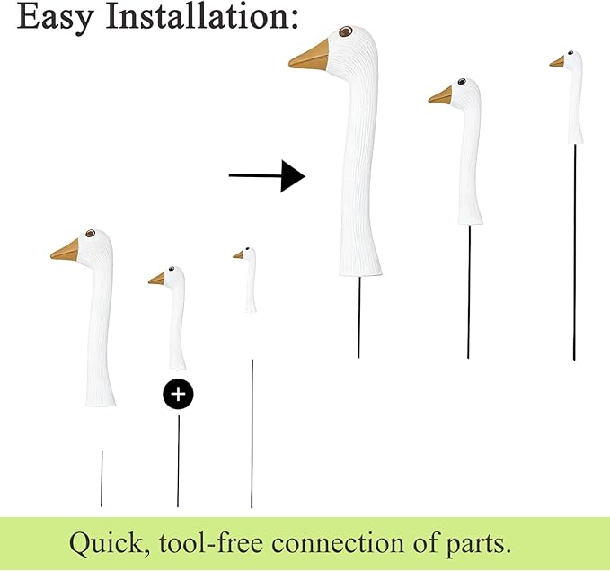 Mingzhang Garden Porch Goose Statues Decor 3PCS Goose Garden Stake Figurines for Outdoor Lawn Garden Yard Patio Decoration Housewarming Birthday Gifts for Women White