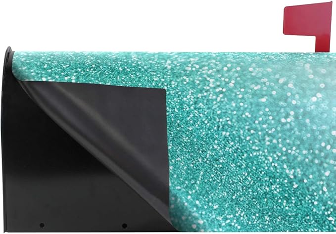 ALAZA Turquoise Glitter Magnetic Mailbox Cover Standard Size for Garden Yard Outdoor Decorations-18 x 20.8"