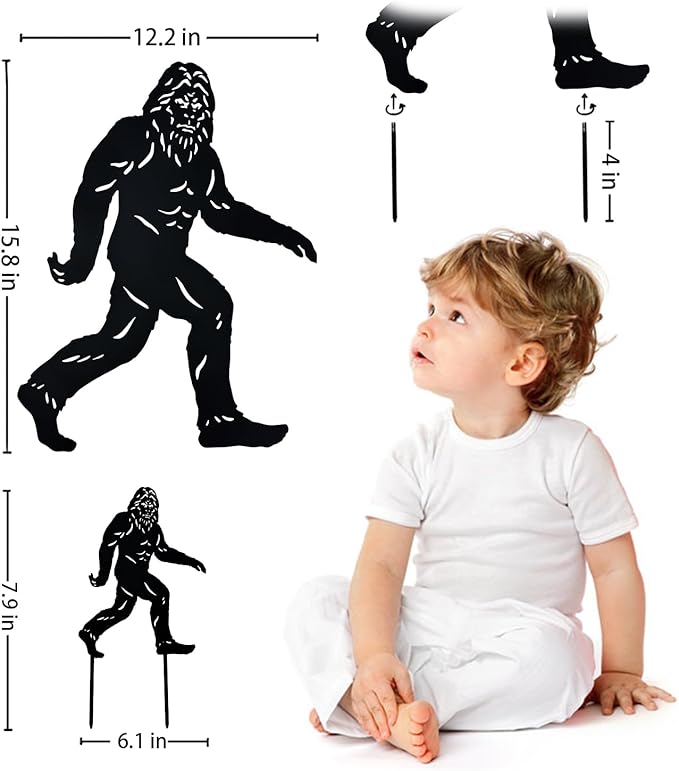 15.8 inch Bigfoot Outdoor Decor Metal Big Foot Sasquatch Gifts for Men Women Dad Bigfoot Silhouette Statues for Garden, Outside, Yard Art, Patio, Yard Display, Forests, Lawn Decorations