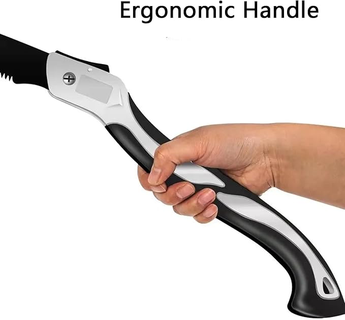 7 Inch + 10 Inch Folding Saw, Pruning Hand Saw for Wood Cutting, Garden Pruner with SK5 Curved Blade, Foldable Handsaw for Tree Trimming, Camping, Gardening and Carpentry