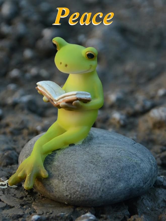 Miniature Fairy Garden Frog Figurine- Self-Growth Reading Frog