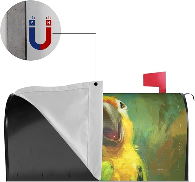 Parrot Mailbox Covers Magnetic Letterbox Covers 21x18 Inch for Garden Outdoor Decoration