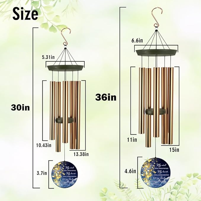 Personalized Wind Chimes, 36inch Memorial Wind Chimes, Gold Butterfly Custom Name Sympathy Gifts, in Loving Memory of Dad/Mom, Wind Chime for Loss of Loved Ones Outdoor (Produced in USA)