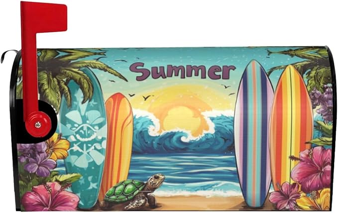 Tropical Beach Mailbox Covers Magnetic Letterbox Covers 21x18 Inch for Garden Outdoor Decoration
