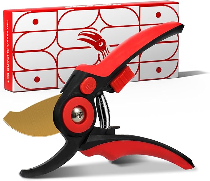 FLORA GUARD Bypass Pruning Shears 8.2" – Ultra Sharp SK5 Steel Blades with Titanium Coating, Ergonomic Rubber Handle Hand Pruners for 3/4" Branch Cutting, Garden Shears for Yard & Fruit Trees