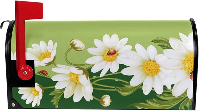 WOOR Daisies and Ladybugs Magnetic Mailbox Cover Spring Oversized-20.8"x 25.5"