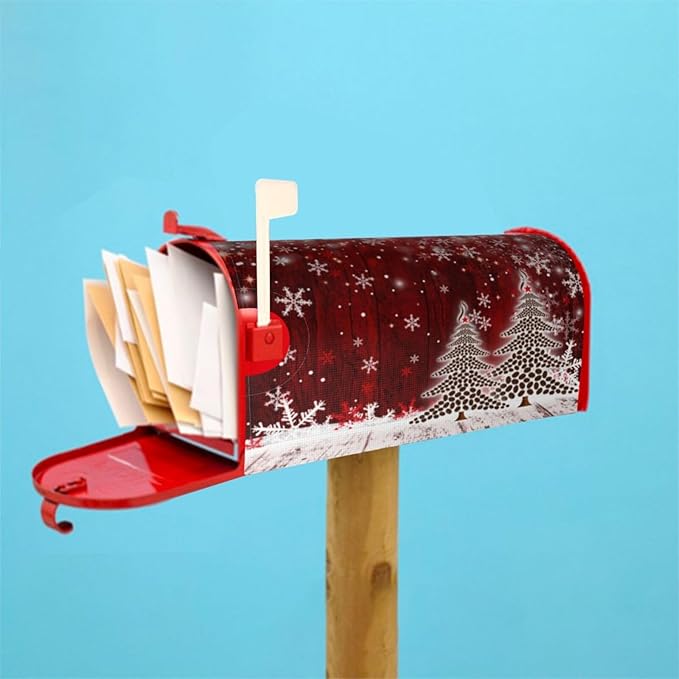 Christmas Mailbox Covers Xmas Tree Snowflake Magnetic Letter Post Box Cover Standard Size 21 x 18 Inch Garden Yard Home Decorative