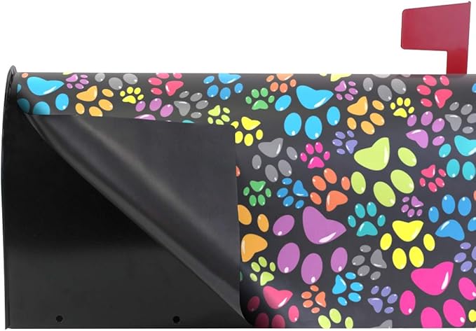 WOOR Colorful Animal Dogs or Cats Paws Magnetic Magnetic Mailbox Cover Standard Size for Garden Yard Outdoor Decorations-18 x 20.8"