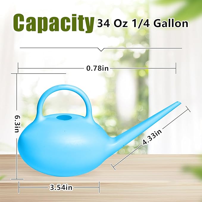 Plant Watering Can - for Indoor Plant Garden - 1/4 Gallon - Blue