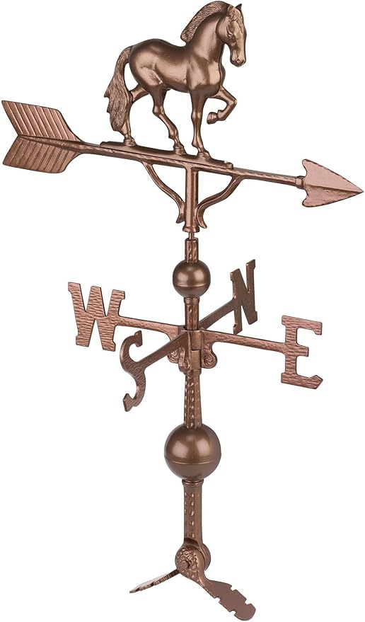 Montague Metal Products - Aluminum Deluxe 3D Horse Weathervane - Wind Vane Roof Metal Decor - Mount Included (4 to Choose from) - Hand Cast Aluminum (Oil Rubbed)