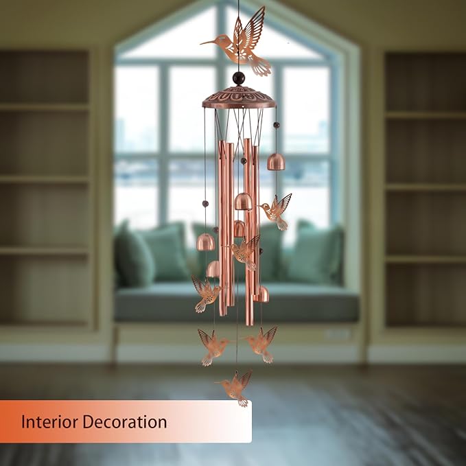 Hummingbird Wind Chimes for Outside, Gifts for Women/Men, Metal Windchimes for Outdoor Garden Decor Yard Decor Birthday Gifts Memorial Gift Housewarming Gift
