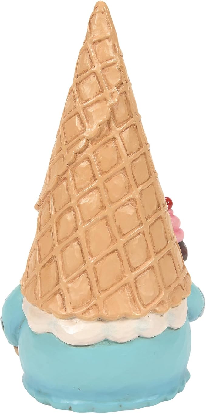 Enesco Jim Shore Heartwood Creek Ice Cream Soft Serve Gnome Figurine- Stone Resin Hand Painted Crafted Collectible Decorative Gnomes Figurines Summer Home Decor Statue, 6.3 Inch