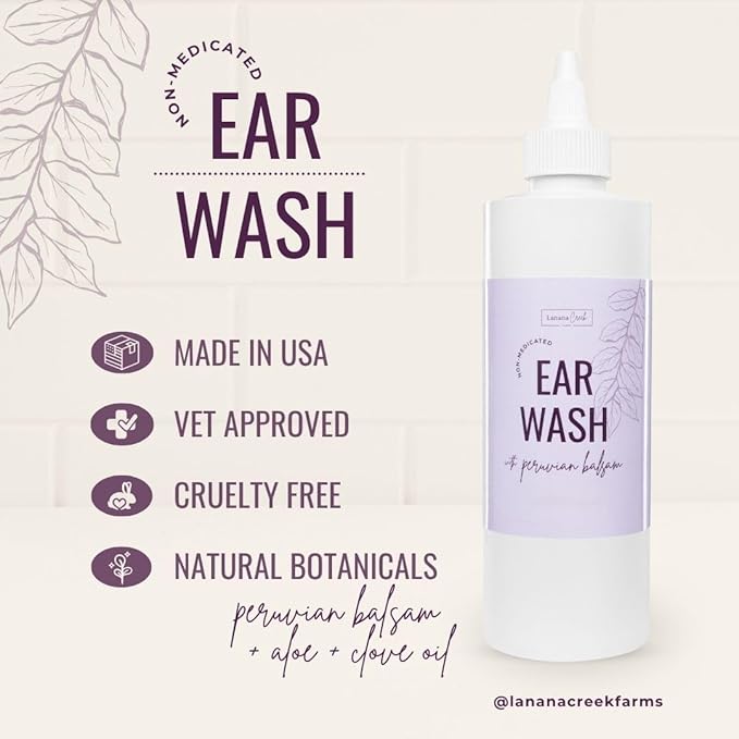 Botanical Ear Wash 7.7 oz Squeeze Bottle with Squirt Nozzle | Gentle | Non-Medicated | Gentle on The Ears | Made in The USA