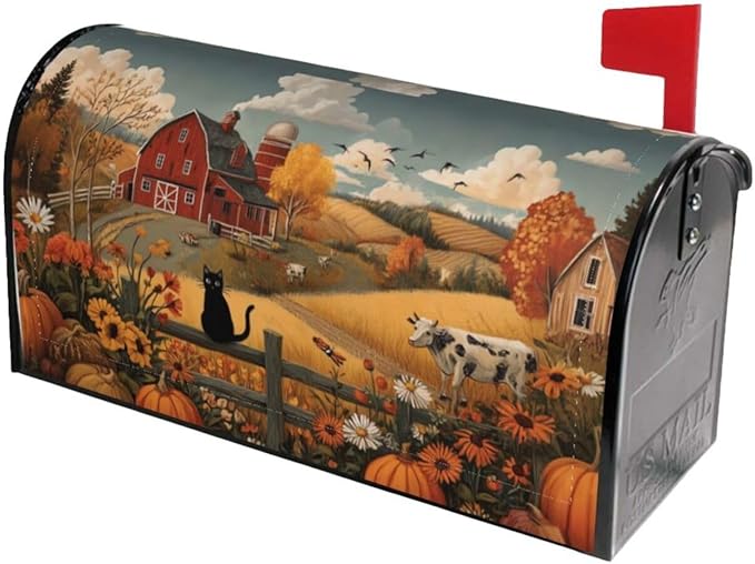 Autumn Farm Country Mailbox Covers Magnetic Letterbox Covers 21x18 Inch for Garden Outdoor Decoration