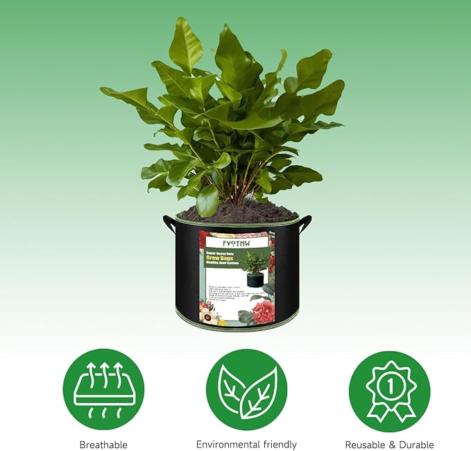 2-Pack 30 Gallon Plant Grow Bags, Thickened Nonwoven Fabric Pots with Handles,Durable Garden Planters Aeration Gardening Container to for Plants, Vegetables, and Flowers