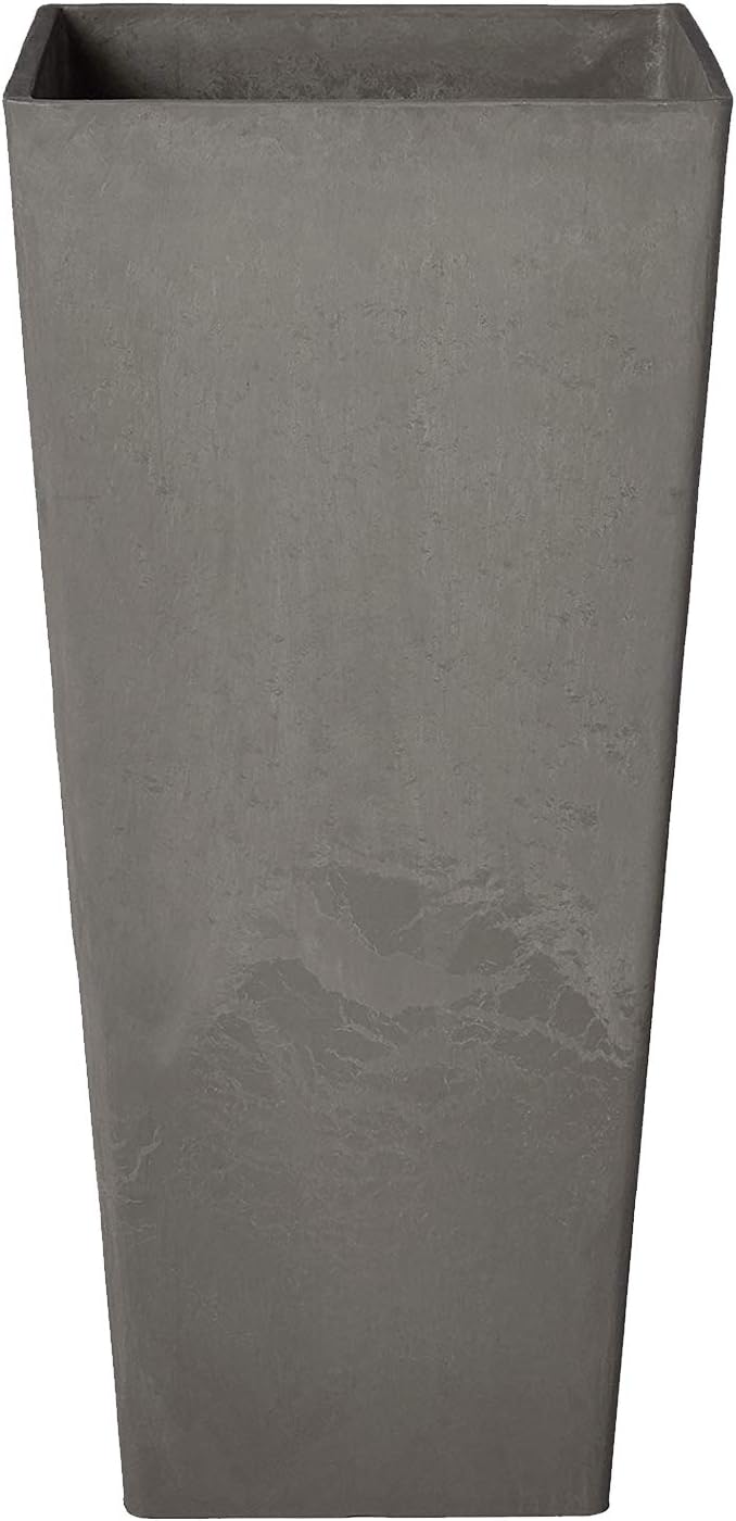 Arcadia Garden Products PSW Pot Collection Contempo Tall Square for Indoor and Outdoor Plants and Gardens,13x13x28, Cement Color