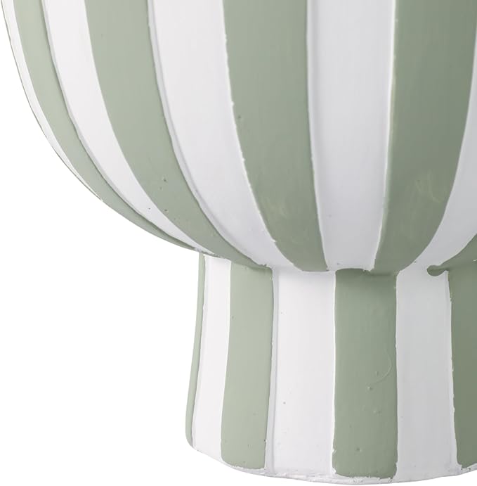 Striped Flower Pots and Planters for Home Decor – Modern Indoor or Outdoor Pots for Plants Perfect for Orchids, Herbs, or Ferns – Chic Pot for Indoor Plant Stand; Set of 2 – 8", 6" Green & White