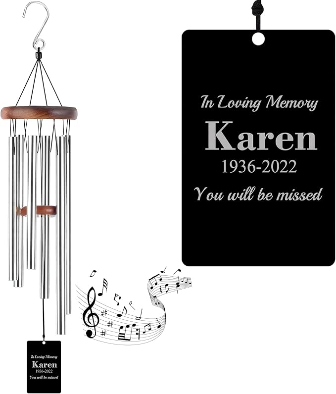 Memorial Wind Chimes Engraved Personalized Wind Chimes for Loss of Loved One,Sympathy Wind Chimes for Outside,Bereavement/Remembrancegifts for Loss of Mother Father