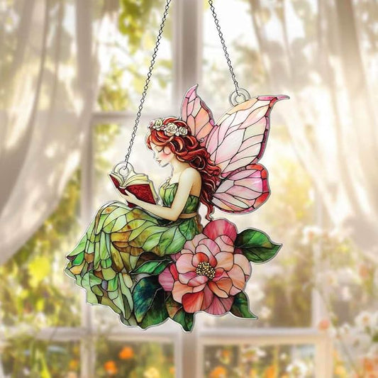 Fairy Ornaments Decor for Christmas Tree - Fairy Gifts for Women Men - Fairy Home Kitchen Nursery Christmas Decorations - 2D Flat Acrylic Ornament Window Hanging