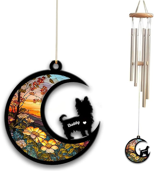 Yorkshire Terrier Sun Catcher Wind Chime, Custom Sunflower Suncatcher Dog Memorial Wind Chime, Dog Loss Gift, Dog Sympathy Gift, Pet Loss Suncatcher, Outdoor Garden Decor