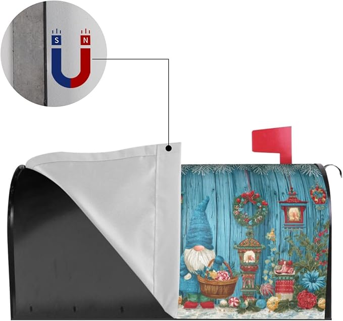 Christmas Gnomes Mailbox Covers Magnetic Letterbox Covers 21x18 Inch for Garden Outdoor Decoration