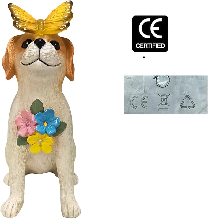 Solar Dog Garden Statues Decor, Outdoor Fairy Dogs Figurines Accessories Decorations with LED Lights Home Patio Balcony Yard Lawn Ornaments, Unique Thanksgiving for Women Dad Friends