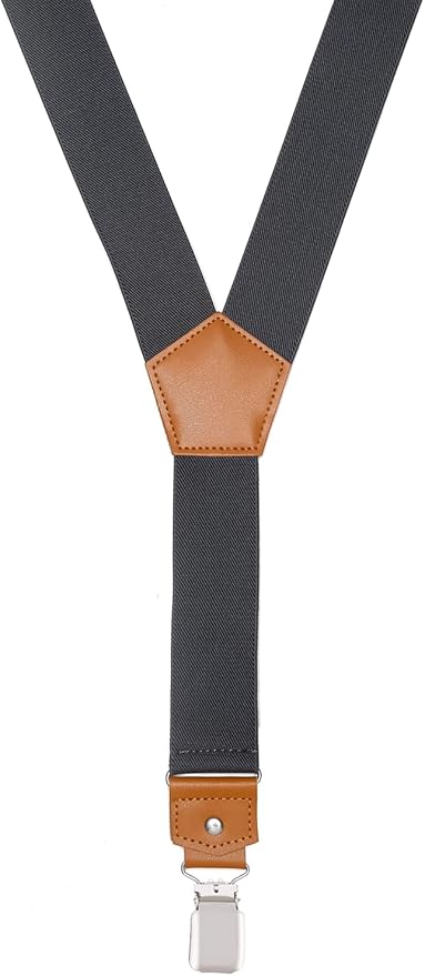Suspenders for Men Y Back Adjustable Elastic with Strong Clips 47 Inches