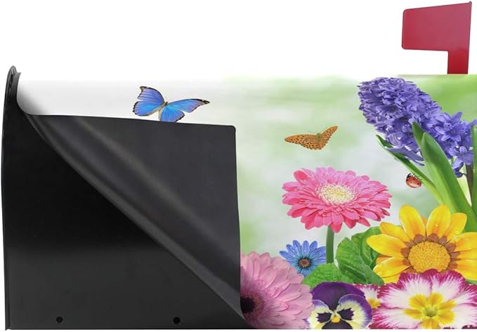 ALAZA WOOR Spring Flowers Floral Magnetic Mailbox Cover MailWraps Garden Yard Home Decor for Outside Oversized-25.5" x20.8"