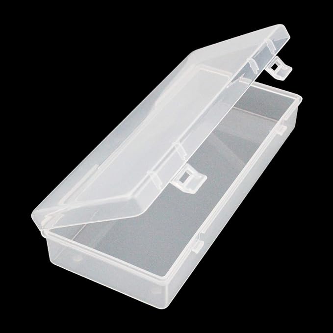 6 Pack Rectangular Clear Plastic Storage Containers Box with Hinged Lid for Beads and Other Small Craft Items (6.1 x 2.56 x 1.18 inch)