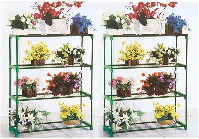 Panana 4 Tier Garden Greenhouse Steel Staging Shelving Plant Stand Garden Shelving Unit Garage Storage Racking, 2 Pack Plant Racks