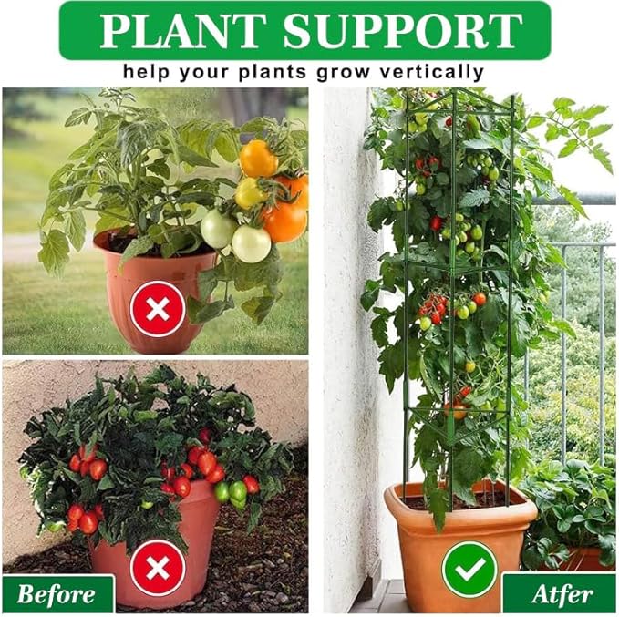 4Pack Tomato Cages Plant Cages 4ft Multifunctional Tomato Support Garden Trellis Tomato Stakes Cucumber Trellis for Vertical Climbing Plants Vegetable Flowers