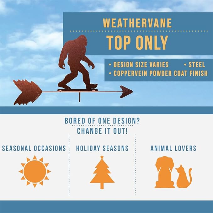 SWEN Products Bigfoot Sasquatch Weathervane Interchangeable Top Arrow Only
