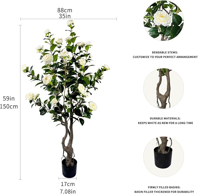 Artificial Camellia Tree 5ft Fake Trees pseudophyte