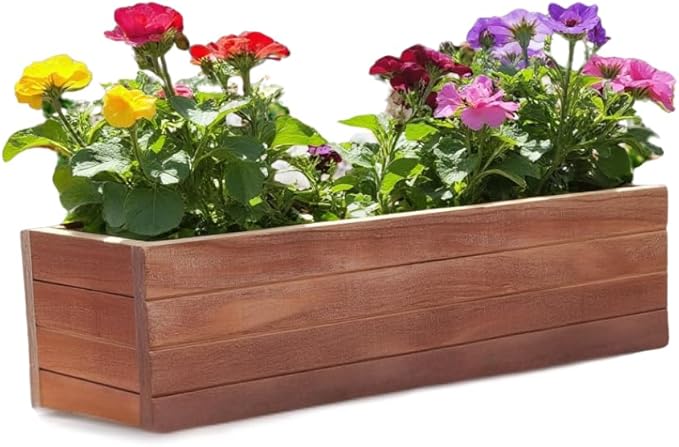 Handmade Cedar Wood Planter Box – Custom Small Indoor Outdoor Window Herb Box with Drainage Hole – Rustic Kitchen, Living Room, or Wedding Decor – Made in USA – Wood Flower or Plant Holder (32")