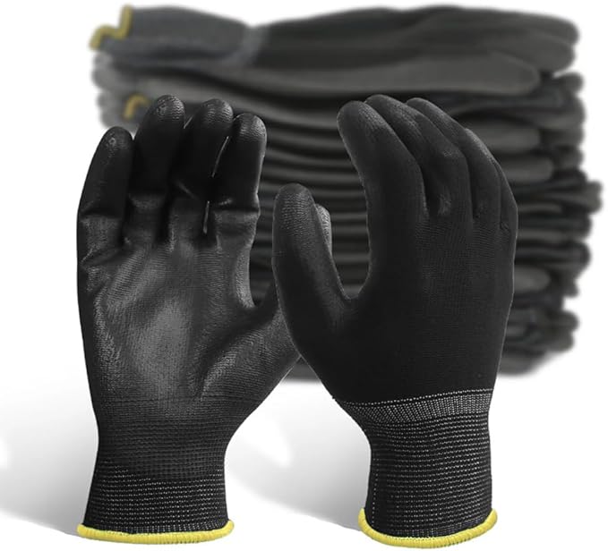 10 Pairs PU Coated Knit Work Gloves, Breathable Nylon Safety Gloves for Handling Garden Construction Yard Farm Use
