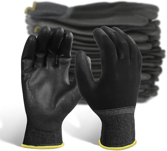 10 Pairs PU Coated Knit Work Gloves, Breathable Nylon Safety Gloves for Handling Garden Construction Yard Farm Use