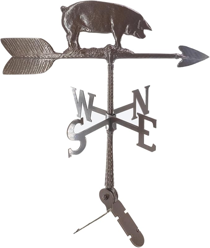 Montague Metal Products - Weathervane - Cast Aluminum Weathervane -Includes Roof Mount - 6 Colors Available (Pig, Oil Rubbed)