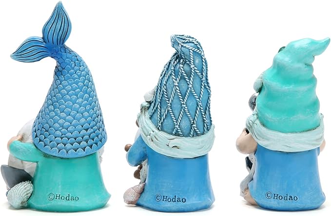 Hodao 3PCS Summer Gnomes Decor Sea Star Shell Elf Handmade Beach Swedish Gnome Decorations for Home Summer Gnomes Figurines Decor