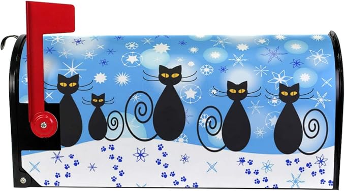 ALAZA Winter Cats Snowflakes Christmas Mailbox Cover Christmas Standard Size-18"x 20.8"