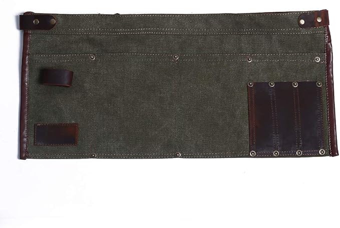 Luchuan Heavy Duty Canvas Tool Apron With the Adjustable Genuine Leather Belt (Army Green)
