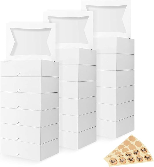 Eupako Cookie-Boxes-with-Window-8x6x2.5-Inhces-25pcs-Auto-Popup-Brown-Treat-Boxes for Bakery, Donuts, Candy, Pastry, Cupcakes, Biscuits, Chocolate Strawberries