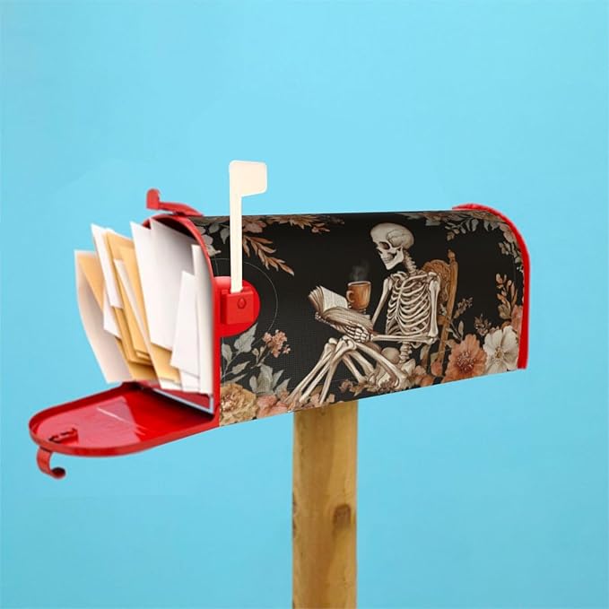 DADABULIU Mailbox Covers Skull Flower Book Boho Magnetic Letter Post Box Cover Standard Size 21 x 18 Inch Garden Yard Home Decorative