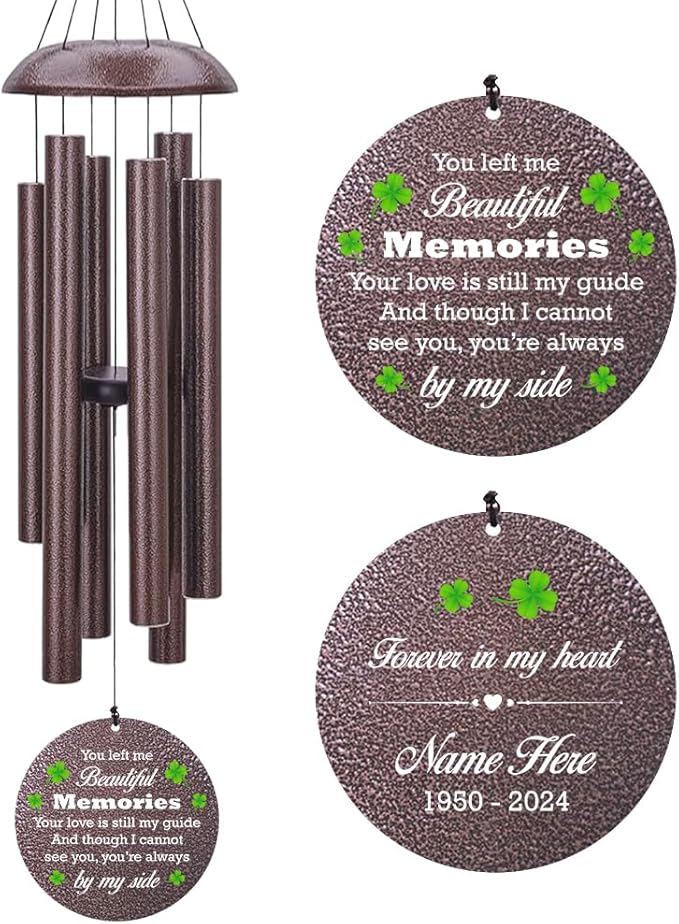 Personalized Memorial Wind Chime, Sympathy Wind Chimes for Loss of Loved One, Bereavement & in Memory Wind Chimes, Sympathy Gifts in Memory of Father, Mother or a Loved One, Product in USA
