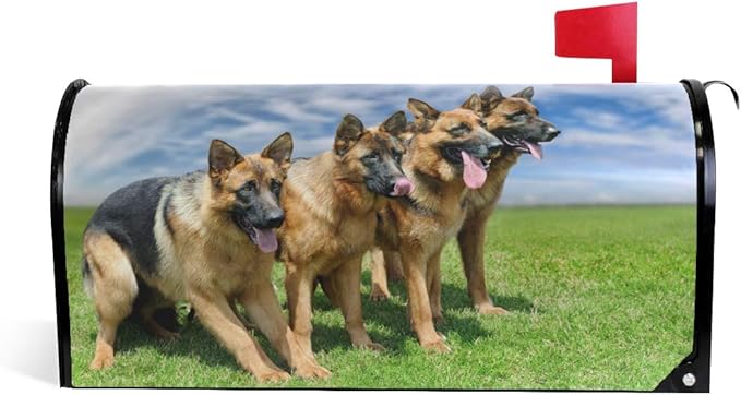 WOOR German Shepherd Dog Magnetic Mailbox Cover Standard Size for Garden Yard Outdoor Decorations-18 x 20.8"