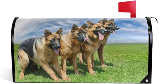WOOR German Shepherd Dog Magnetic Mailbox Cover Standard Size for Garden Yard Outdoor Decorations-18 x 20.8"